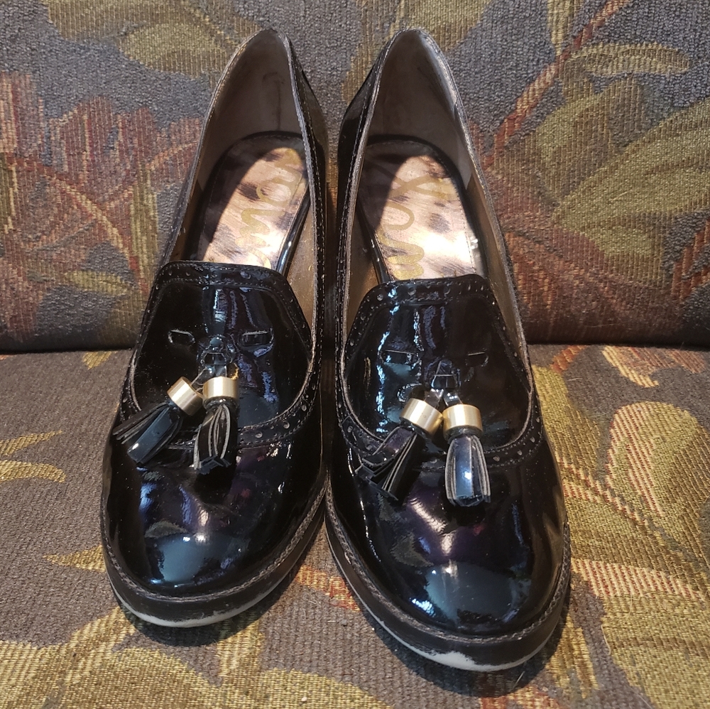 Sam Edelman Black Patent Tassel Loafers